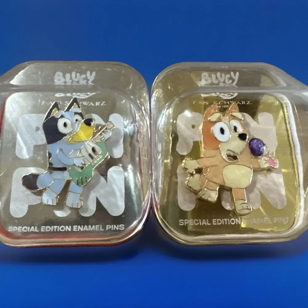 Bluey and Bingo Special Edition Enamel Pins FAO SCHWARZ  BBC Studios New In Box